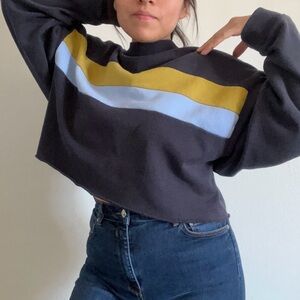 American Eagle Striped Colorblock Cropped Sweater